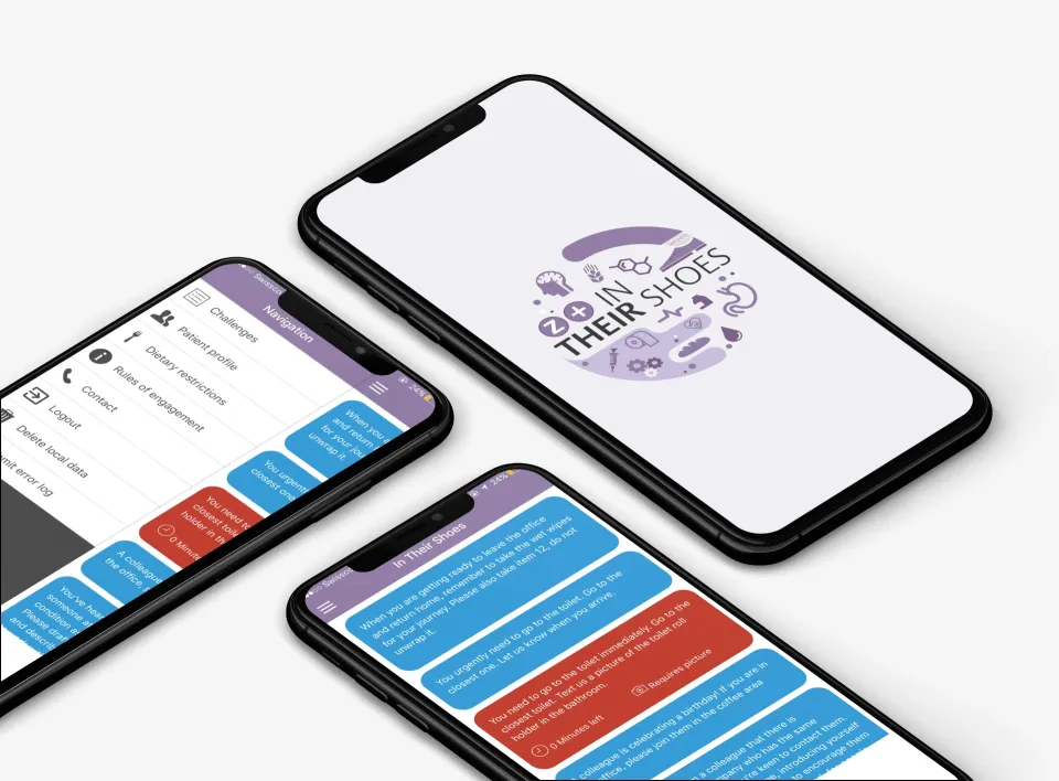 Takeda In Their Shoes Simulation auf 3 iPhones