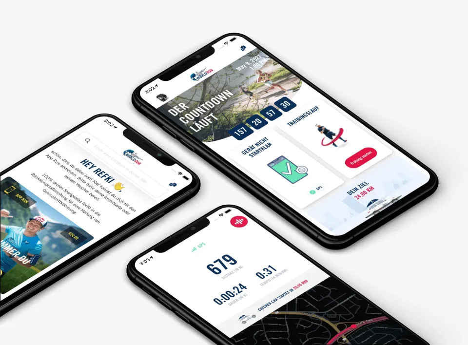 Wings for Life World Run App auf 3 iPhones